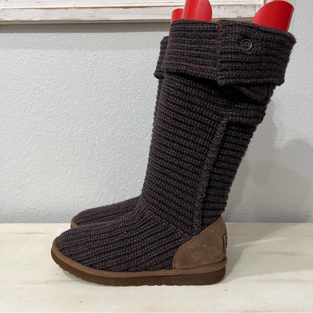 Ugg Brown/Blue Cardy Triple Button Boots